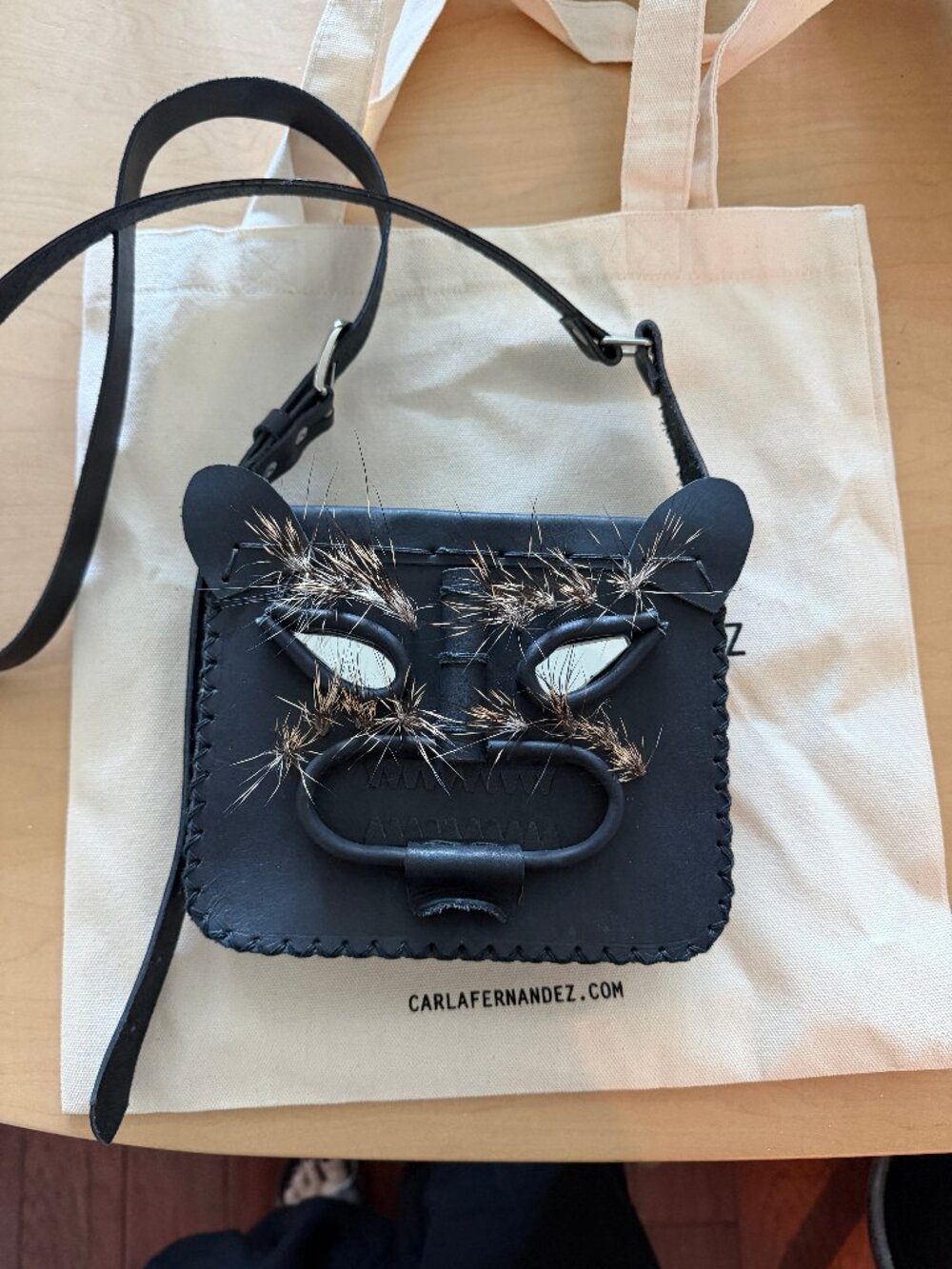 Carla Fernandez Small Tecuan Crossbody Bag Black